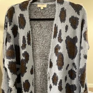 Denim Leopard Print Long sleeve Cardigan